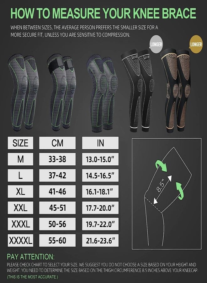 serveuttam "serveuttam Nylon Knee Support For Men- 3D Knitted Knee Brace For Gym, Workout And Pain Relief | Extra Long Leg Braces Knee Sleeve For Working Out, Joint Pain (S, Green-Black) (L, Green-Black)" - Image 5