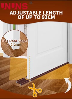 UNUNS Double Door Draft Stopper,3-Piece 37 Inch Under Door Draft Stopper,Insulator Door Sweep,Window Breeze Blocker Adjustable Door Sweeps,Brown  - Image 3