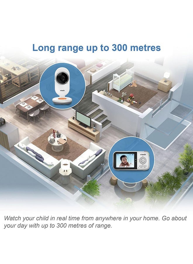 vtech VM819 Baby Monitor with Camera and Audio 2.8” Screen Portable Baby Camera  Night Vision 2-Way Audio Temperature Sensor and Lullabies Secure Transmission No WiFi Ideal for Baby/Elderly/Pet - Image 5