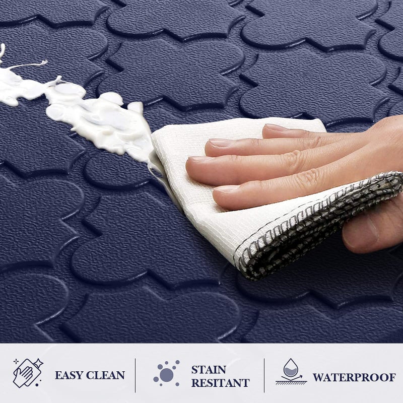 SoftDuo Kitchen Mat [2 PCS] Cushioned Anti-Fatigue Floor Mat Water Resistant Non-Skid Kitchen Mats and Rugs Ergonomic Comfort Foam Kitchen Rugs Standing Mat for Kitchen Floor Office Sink Laundry(Blue) - Image 4