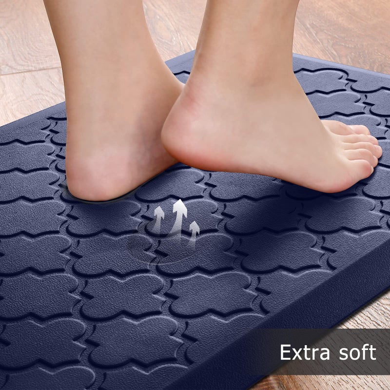 SoftDuo Kitchen Mat [2 PCS] Cushioned Anti-Fatigue Floor Mat Water Resistant Non-Skid Kitchen Mats and Rugs Ergonomic Comfort Foam Kitchen Rugs Standing Mat for Kitchen Floor Office Sink Laundry(Blue) - Image 3