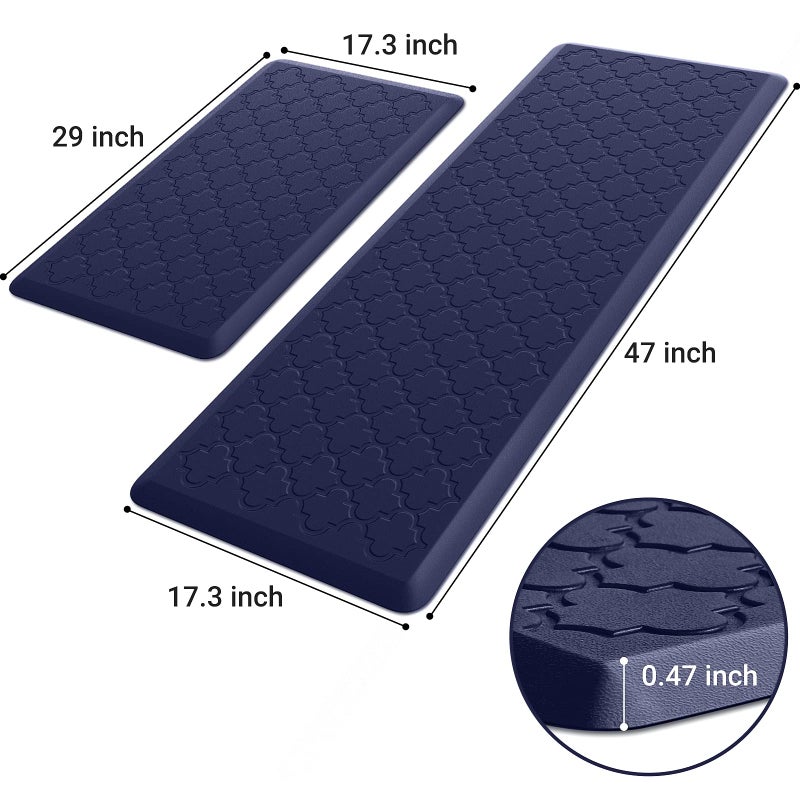 SoftDuo Kitchen Mat [2 PCS] Cushioned Anti-Fatigue Floor Mat Water Resistant Non-Skid Kitchen Mats and Rugs Ergonomic Comfort Foam Kitchen Rugs Standing Mat for Kitchen Floor Office Sink Laundry(Blue) - Image 2