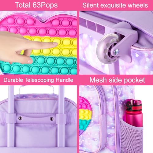 GXTVO Kids Luggage with Wheels for Girls, Cute Love Rolling Carry on Suitcase for Toddler Children - Image 5
