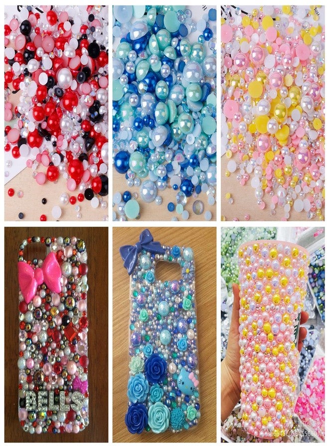 ASTARON 50g Mix Flat Back Pearls and Rhinestones for Crafts Mixed Size 3mm-10mm Flat Back Rhinestones for Crafts Flatback Pearls for DIY Tumblers Mugs Nail Art Shoes Clothes (Red Black Series) - Image 4