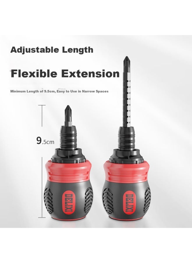Delixi Delisai Ratchet Screwdriver Set Household Double-headed Multi-function Irregular Plum Cross One-word Two-use Telescopic - Image 2