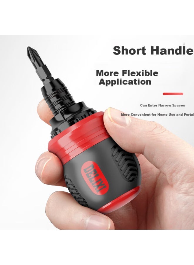 Delixi Delisai Ratchet Screwdriver Set Household Double-headed Multi-function Irregular Plum Cross One-word Two-use Telescopic - Image 5