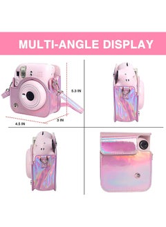 O Ozone Protective Camera Case for Fujifilm Instax Mini 12 Instant Camera |PU Leather Camera Cover with Adjustable Shoulder Strap - iridescent pink  - Image 4