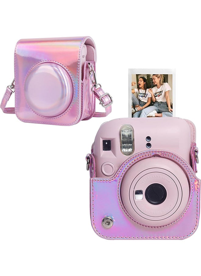 O Ozone Protective Camera Case for Fujifilm Instax Mini 12 Instant Camera |PU Leather Camera Cover with Adjustable Shoulder Strap - iridescent pink  - Image 1