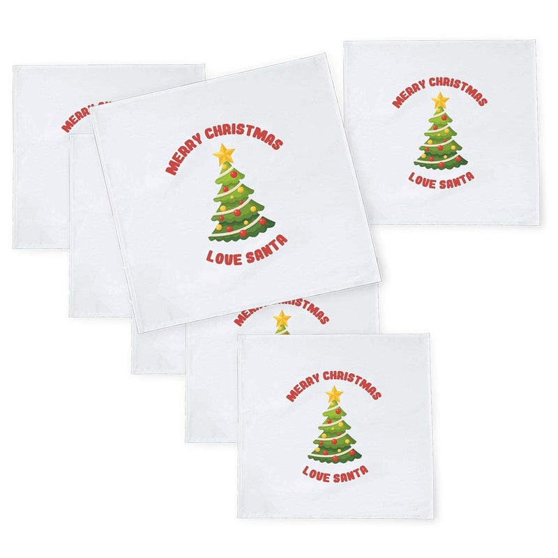 Khakee 6 Pcs Christmas Theme Tafta Silk Table Napkins 10x 10 for Xmas Decoration Christmas OrnamentsChristmas Gift npxmas238P - Image 1