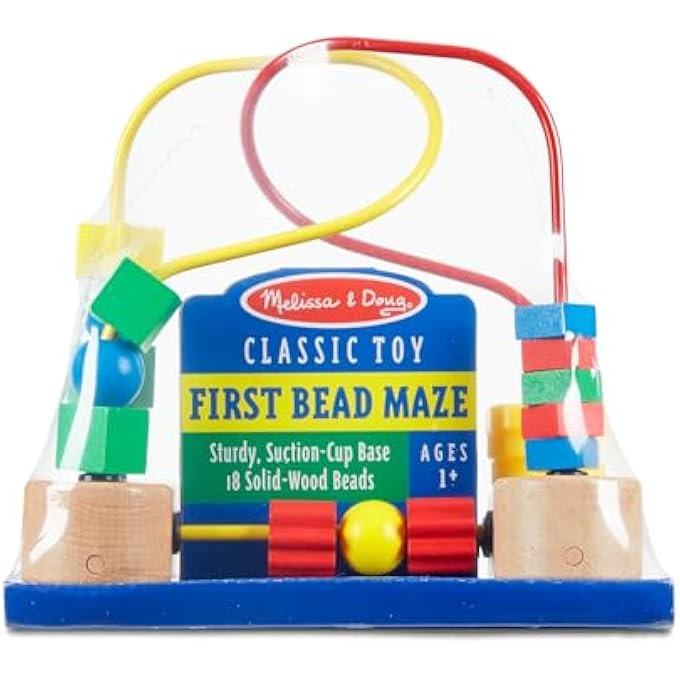 FIRST BEAD MAZE – WOODEN BABY & TODDLER ACTIVITY TOY WITH 18 COLORFUL BEADS & SUCTION BASE – FINE MOTOR SKILLS & SHAPE RECOGNITION FOR KIDS AGES 12 MONTHS+ | MD3042 - Image 5