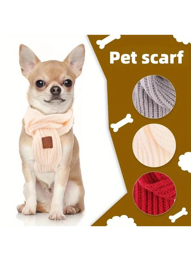 Red Winter Knitted Pet Scarf Cozy Warm Knit Wrap for Small Medium Dogs Cats - Image 2