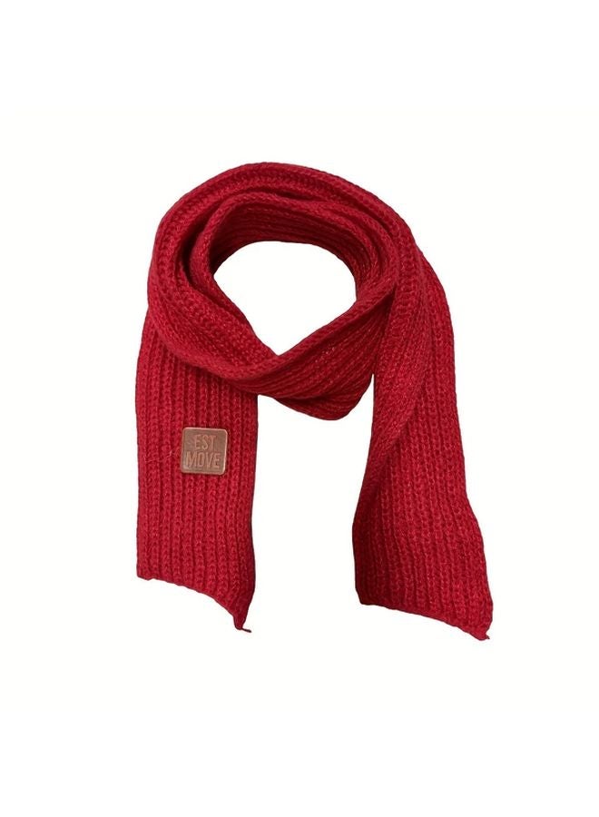Red Winter Knitted Pet Scarf Cozy Warm Knit Wrap for Small Medium Dogs Cats - Image 1