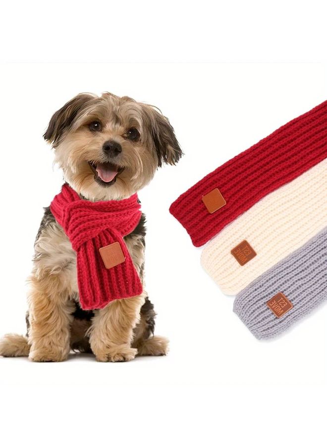 Red Winter Knitted Pet Scarf Cozy Warm Knit Wrap for Small Medium Dogs Cats - Image 5