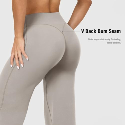 JGS1996 Wide Leg Yoga Pants Bottoms Straight Leg Leggings for Women High Waist Stretch Booty Casual Gym Workout Sweatpants Sage Green - Image 4