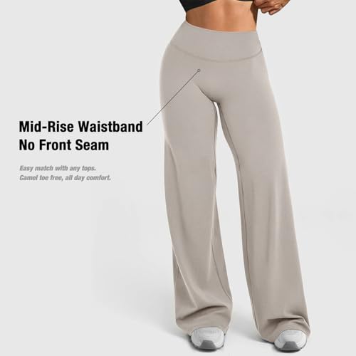 JGS1996 Wide Leg Yoga Pants Bottoms Straight Leg Leggings for Women High Waist Stretch Booty Casual Gym Workout Sweatpants Sage Green - Image 3