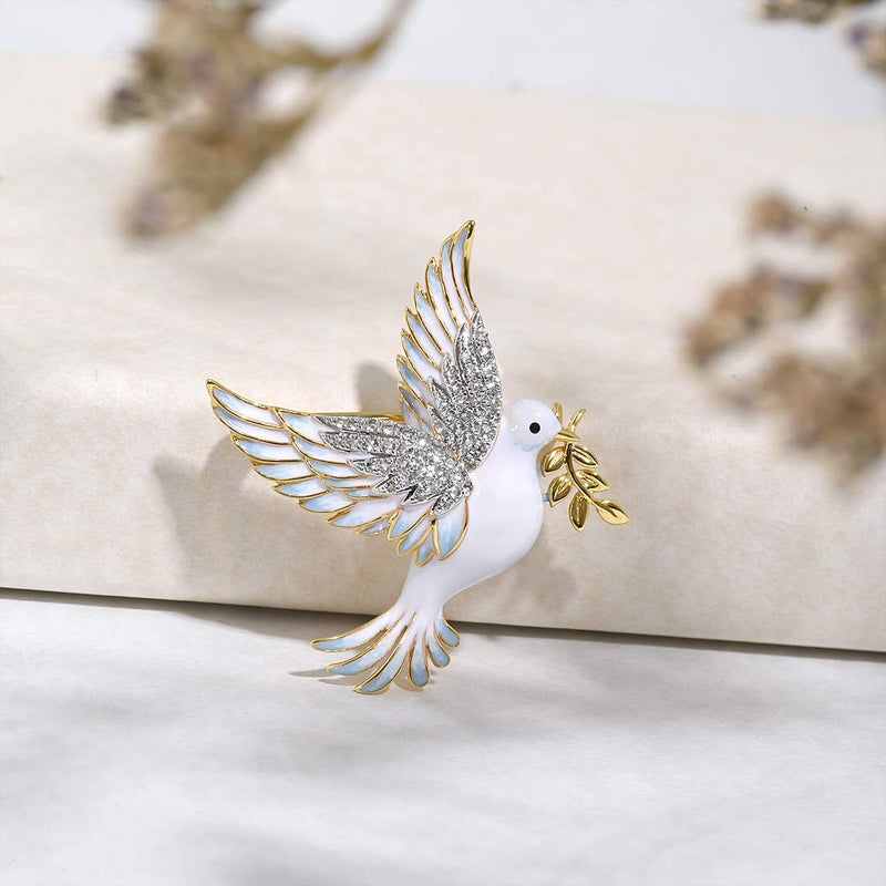 Santuzza Pigeon Brooch 925 Sterling Silver Enamel Bird White Cubic Zirconia Brooches Pin for Women - Image 4
