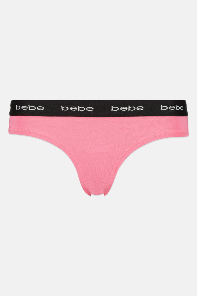bebe Women 3  Pieces Brand Logo Cheeky Panties, Multicolor - Image 2
