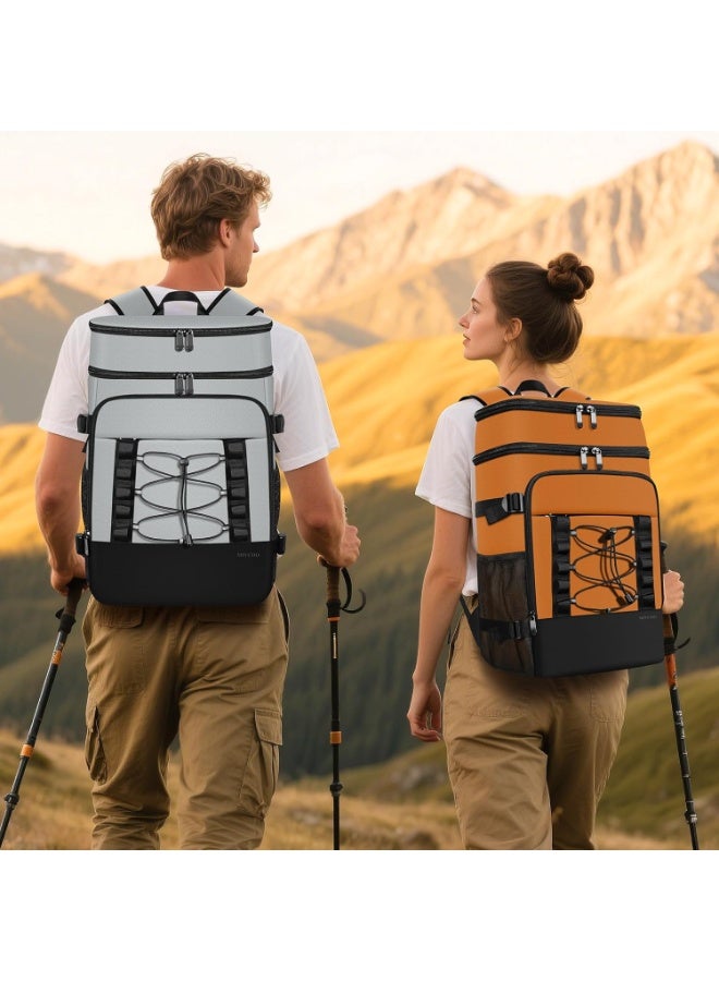 40 Cans Insulated Backpack Cooler for Men & Women, Portable 2 Leak Proof Compartments Coolers Bag for Picnic, Lunch, Hiking, BBQ Camping and Beach - Gray  - Image 3
