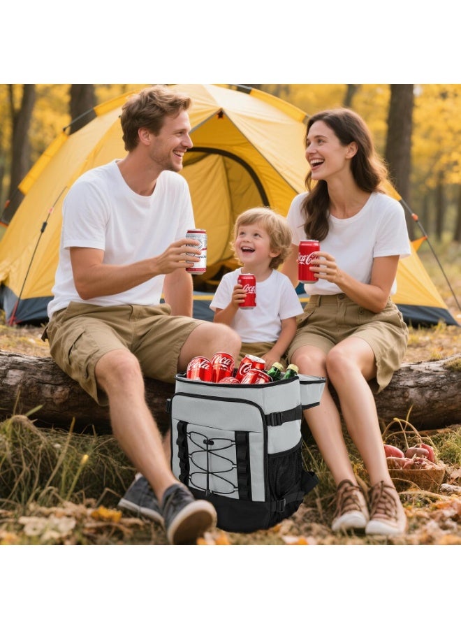 40 Cans Insulated Backpack Cooler for Men & Women, Portable 2 Leak Proof Compartments Coolers Bag for Picnic, Lunch, Hiking, BBQ Camping and Beach - Gray  - Image 4