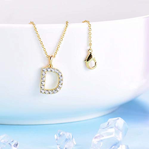 Tarsus D Initial Letter 14K Gold Plated Alphabet Pendant Necklace Monogram charm cubic zirconia Jewelry Gifts for Women Teen - Image 3
