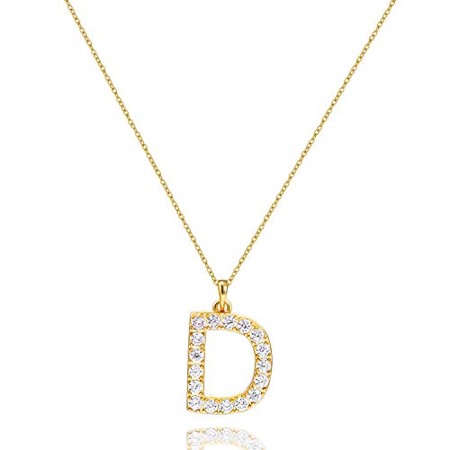 Tarsus D Initial Letter 14K Gold Plated Alphabet Pendant Necklace Monogram charm cubic zirconia Jewelry Gifts for Women Teen - Image 1