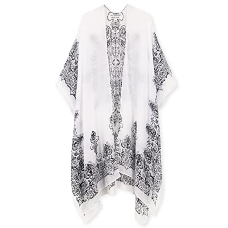 Moss Rose Women Summer Bikini Kimono Bathing Suit Cover Ups for Swimwear: Lightweight Rayon, Beige, Flowy Quick-Dry