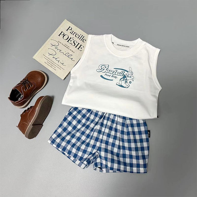 Baby Pure Cotton Kidsren's Sleeveless T-Shirt 2025 Cartoon Boys and Girls Kidsren's Clothing Baby Vest Vest Summer Top - Image 2