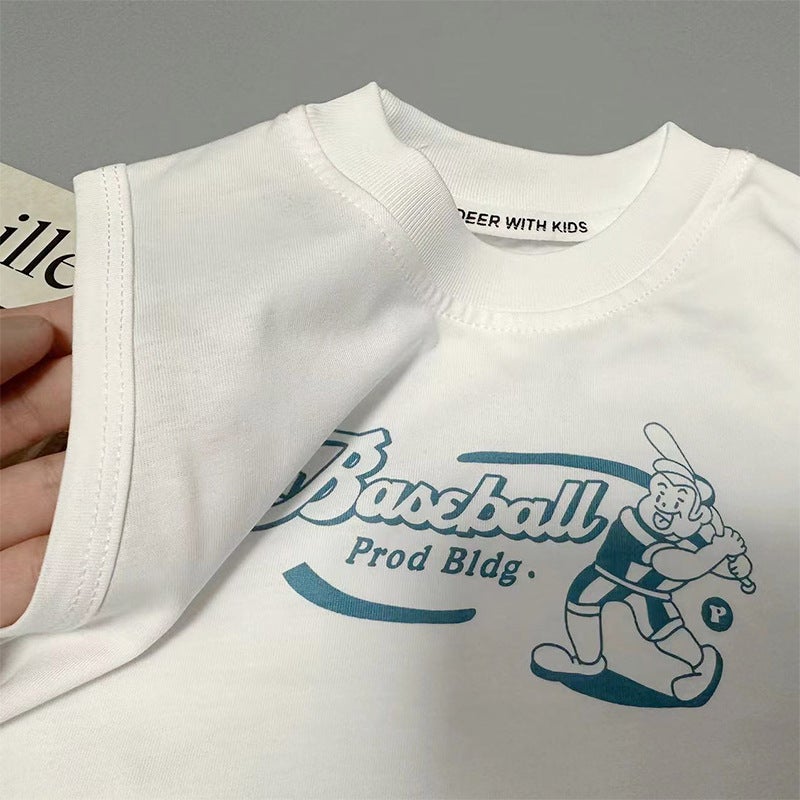 Baby Pure Cotton Kidsren's Sleeveless T-Shirt 2025 Cartoon Boys and Girls Kidsren's Clothing Baby Vest Vest Summer Top - Image 5