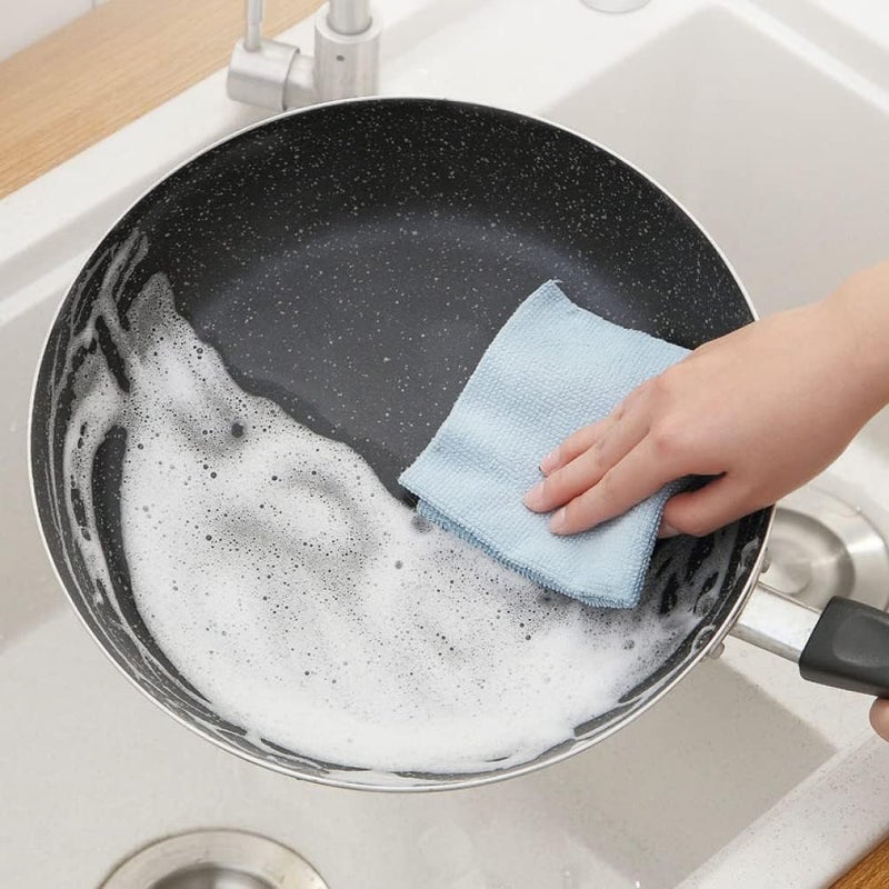 Goodern 20Pcs Cleaning Cloths Reusable Cleaning Cloth Microfiber Towel Rags Disposable Cleaning Cloth Lazy Rags Washcloth Washable Multi-Purpose Cleaning Cloths for House Kitchen Car Restaurant-Blue - Image 4
