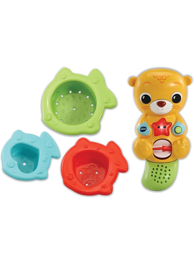 VTech Splashing Fun Otter, Bath Toy for 1 Year Olds + Sensory Bathtub Toy with Lights, Music & 3 Pouring Accessories, Bath Time Gift for Babies & Infants 1, 2, 3 years +, English version - Image 1