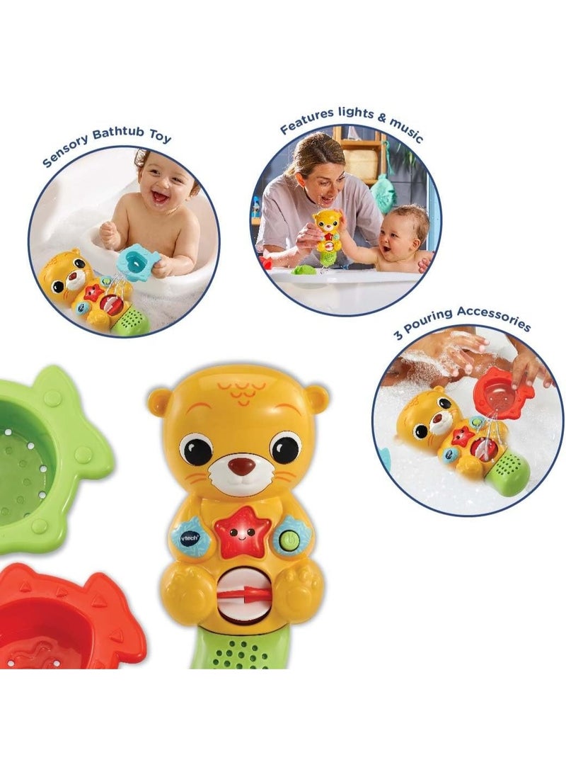 VTech Splashing Fun Otter, Bath Toy for 1 Year Olds + Sensory Bathtub Toy with Lights, Music & 3 Pouring Accessories, Bath Time Gift for Babies & Infants 1, 2, 3 years +, English version - Image 2