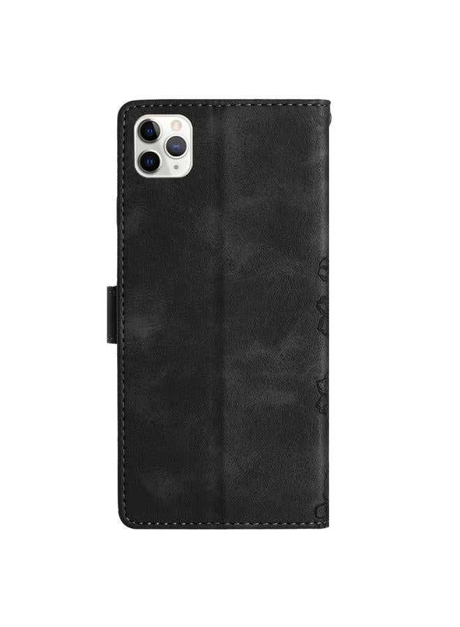 زبون جراب لهاتف iPhone 11 Pro مصنوع من مادة البولي يوريثان المنقوشة بنقشة زهور الكرز والفراشات - Image 3