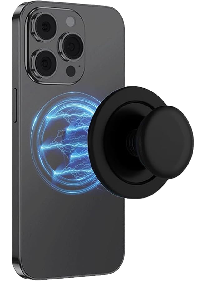 S-TOP Magnetic Phone Holder, Black Collapsible Expandable Phone Grip with Adapter Ring, Wireless Charging Compatible Magnetic Stand for Phones Tablets - Image 1