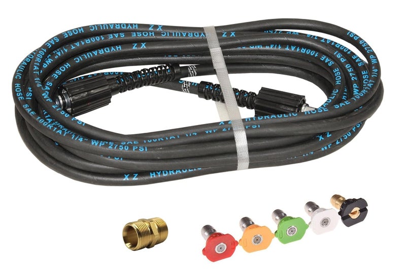 Digital Craft Hydraulic Pressure Washer Hose Pipe 2750PSI M2215 14mm High Pressure Washer Hose Spray Water Hydraulic Pressure Washer Pipe 8MTRPipe Joint Connector M225Pc Nozzel Set