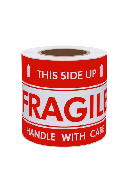 ZERIFAM Fragile Stickers - 2 Rolls This Side Up, 3 * 2 Inches, Handle With Care Self-Adhesive Label Stickers, 300 Stickers Per Roll.