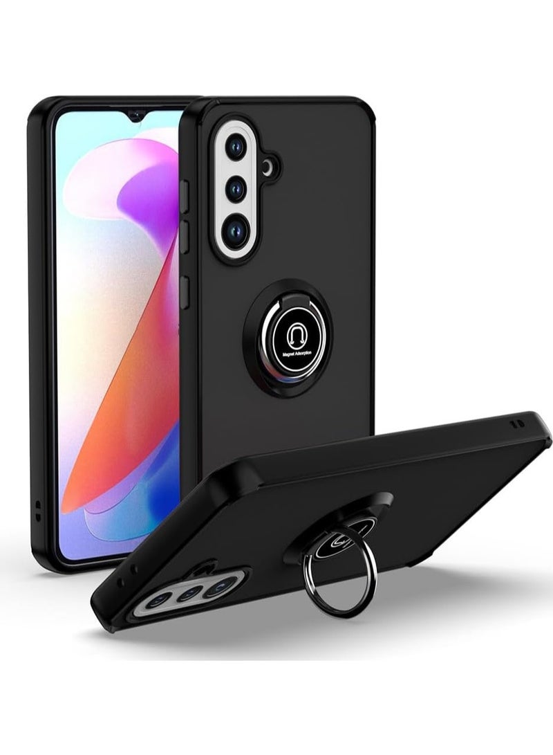 غطاء بمسند حلقي معدني دوار لهاتف Samsung Galaxy A36 5G مضاد لبصمات الأصابع ومقاوم للخدش بلمسة نهائية مطفأة اللمعة وممتص للصدمات من مادة TPU غطاء مغناطيسي للسيارة لهاتف Samsung Galaxy A36 5G - Image 1
