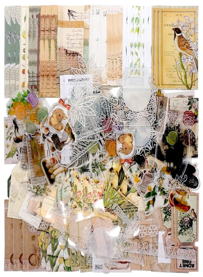 Teniinet 260 PCS Vintage Scrapbooking Supplies Aesthetic Journaling Kit,Large Collection for Bullet Junk Journals,Arts Craft Collage,Ephemera Adults,Beginners,Girls Teenage School Style(Natural) - Image 1
