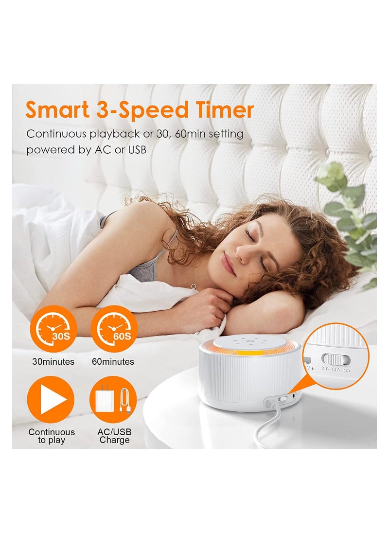 Sleep Sound Machine, White Noise Machine with 30 Natural Soothing Sounds, 30 Level Volume Light 3 Timer Memory Function, Noise Machine Powered by AC or USB, for Adults, Baby and Kids - Image 3
