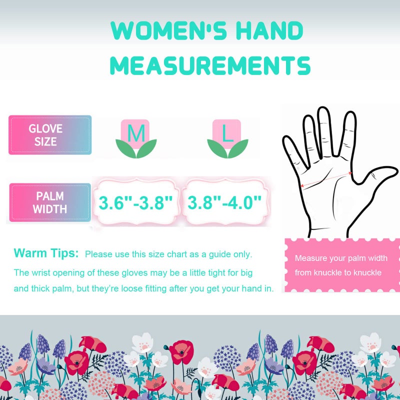 JUMPHIGH 4 Pairs Garden Gloves for Women, Floral with Non-Slip PVC Dots, Ladies Soft Breathable Yard Work Light Working Gloves, Elastic Knit Wrist, Large - Image 2