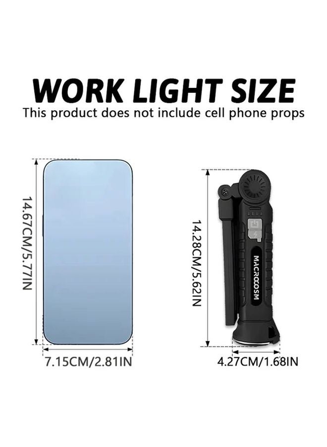 Grey USB Rechargeable LED Work Lamp COB Foldable Flashlight With Magnet Hook - Image 4
