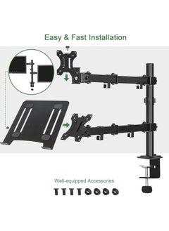 KYD Monitor and Laptop Mount, Monitor Arm with Laptop Tray for 13 inch to 27 inch LCD Computer Screens and Notebook up to 17 inch, Fully Adjustable Laptop Mount Stand Holds up to 17.6lbs  - Image 4