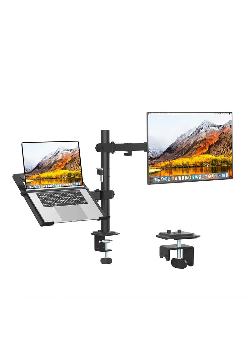 KYD - Monitor and Laptop Mount, Monitor Arm with Laptop Tray for 13 inch to 27 inch LCD Computer Screens and Notebook up to 17 inch, Fully Adjustable Laptop Mount Stand Holds up to 17.6lbs - Image 1