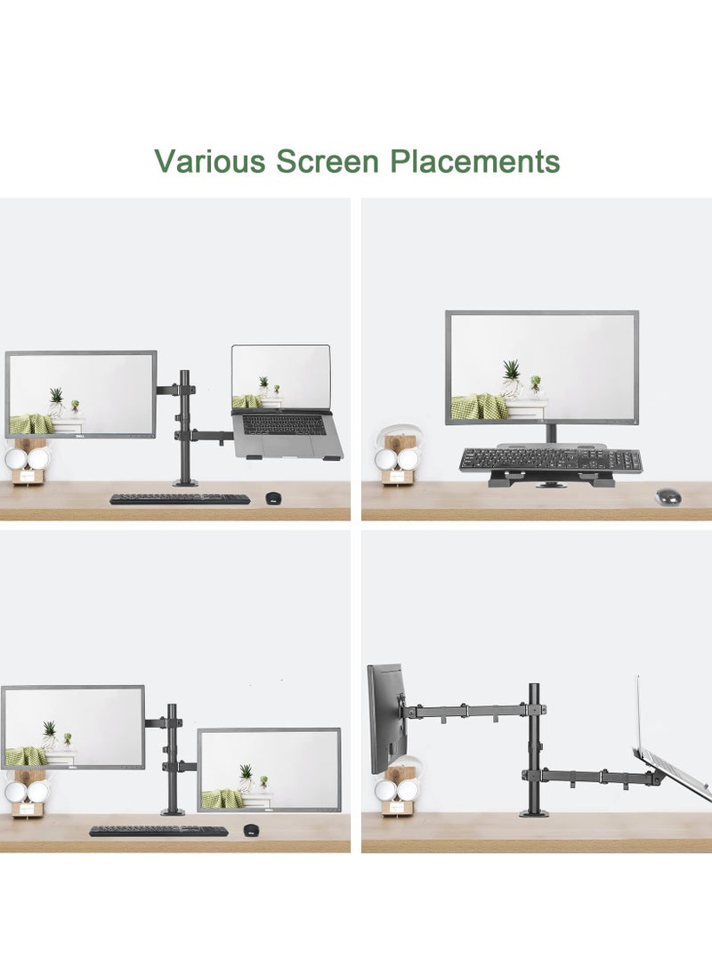 KYD - Monitor and Laptop Mount, Monitor Arm with Laptop Tray for 13 inch to 27 inch LCD Computer Screens and Notebook up to 17 inch, Fully Adjustable Laptop Mount Stand Holds up to 17.6lbs - Image 1