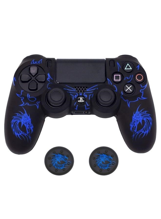Anti-Slip Grip Silicone Cover Protector Case for PS4 Slim/Pro Controller - Dragon Carving Thumb Grip Caps  - Image 1