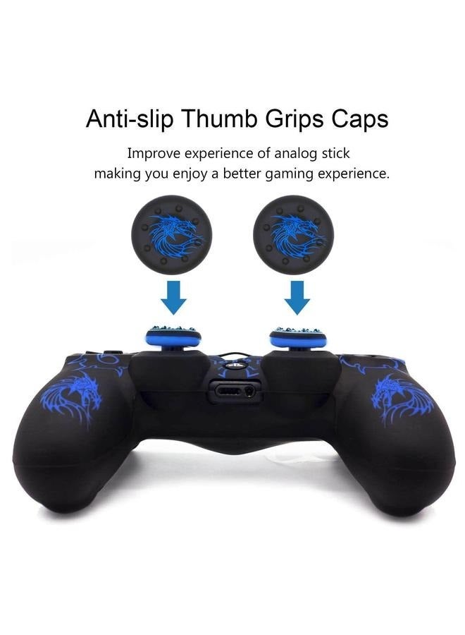 Anti-Slip Grip Silicone Cover Protector Case for PS4 Slim/Pro Controller - Dragon Carving Thumb Grip Caps  - Image 4