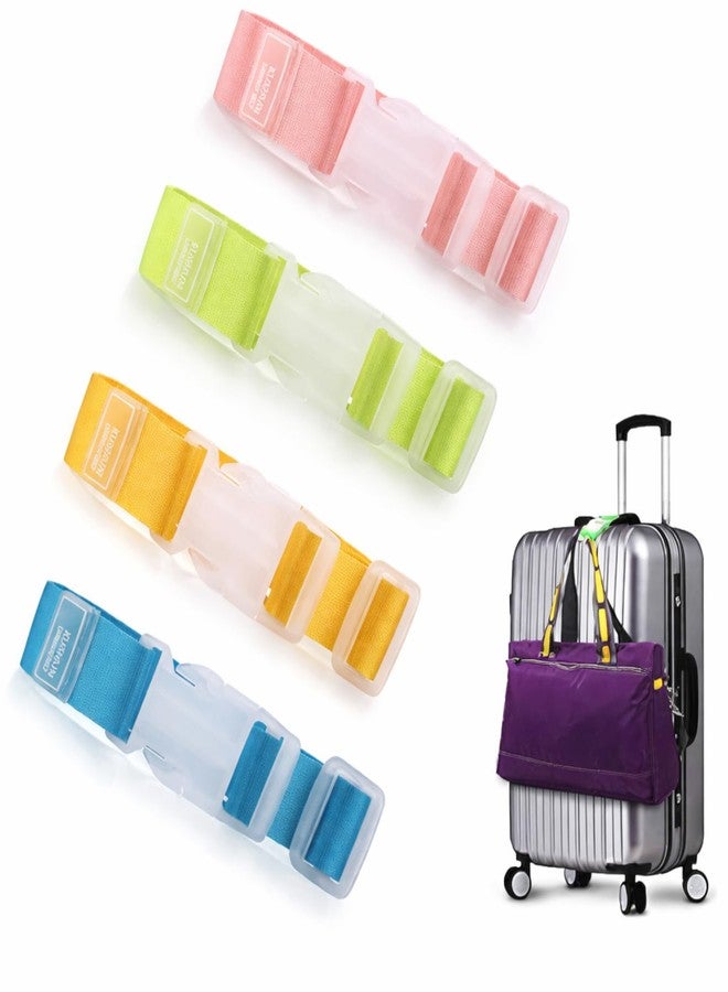CLICKSWIFT® Elastic Luggage Straps for Suitcases, Suitcase Belts, Premium Nylon Multicolour Adjustable Belts for Travelling, Quick Release Adjustable Buckle for Suitcase- Set of 4 Pcs (27L x 2.5W cm) - Image 1