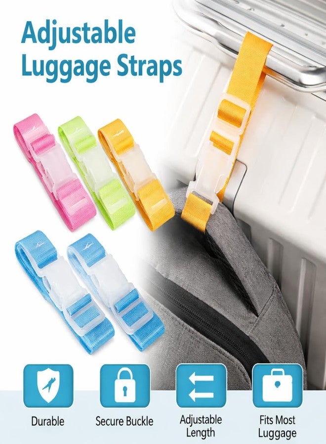 CLICKSWIFT® Elastic Luggage Straps for Suitcases, Suitcase Belts, Premium Nylon Multicolour Adjustable Belts for Travelling, Quick Release Adjustable Buckle for Suitcase- Set of 4 Pcs (27L x 2.5W cm) - Image 2