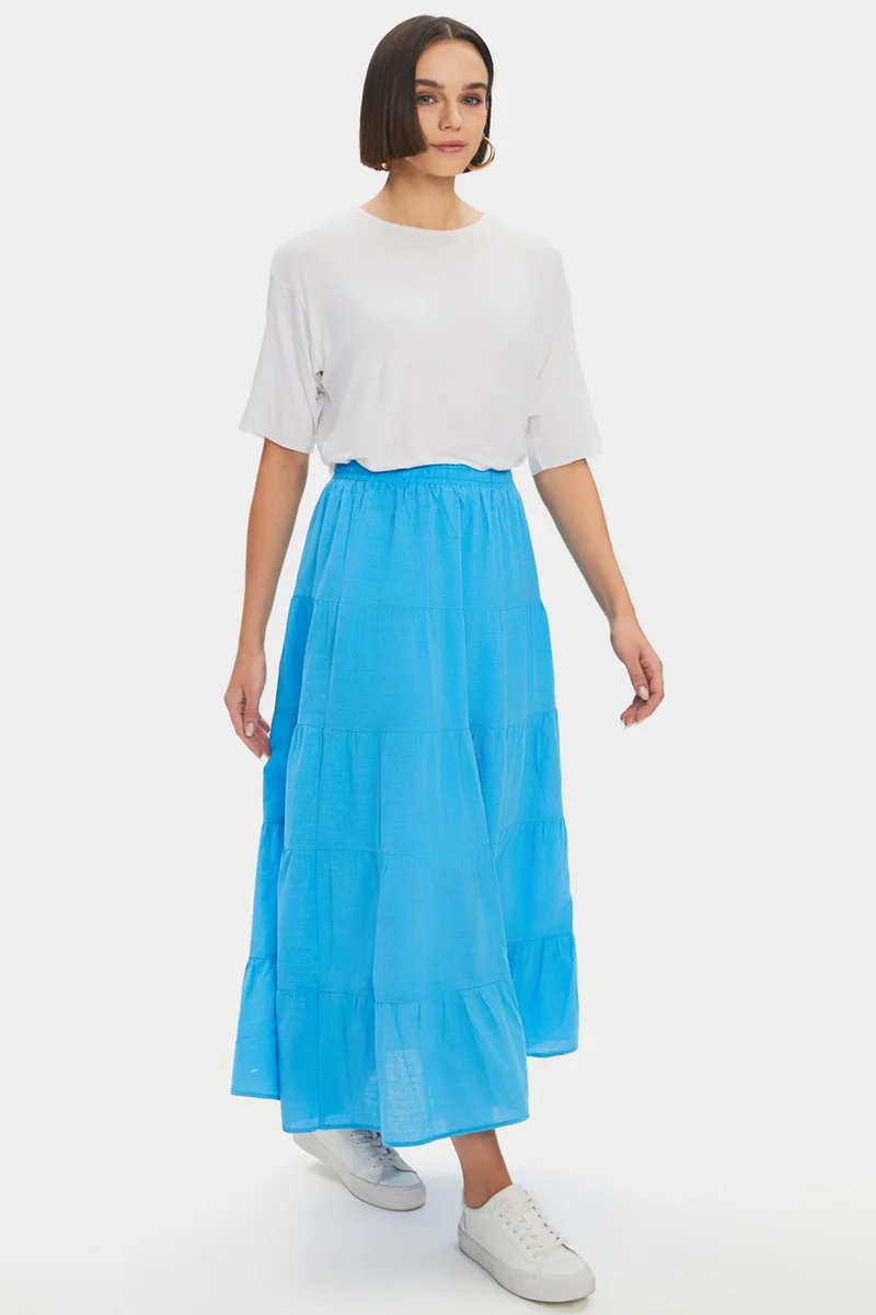 جون Women's Cotton Gathered Detail Maxi Skirt