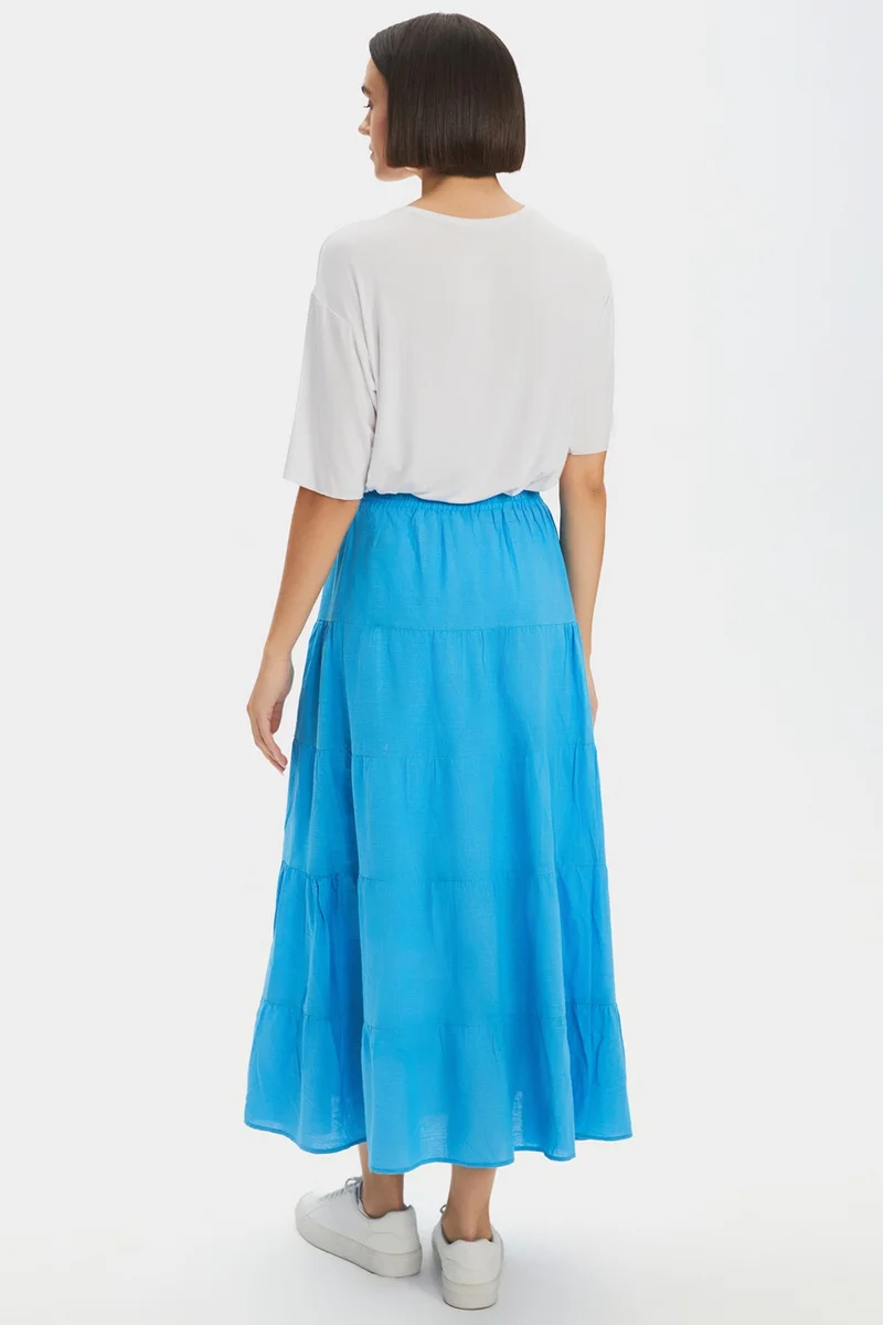 جون Women's Cotton Gathered Detail Maxi Skirt