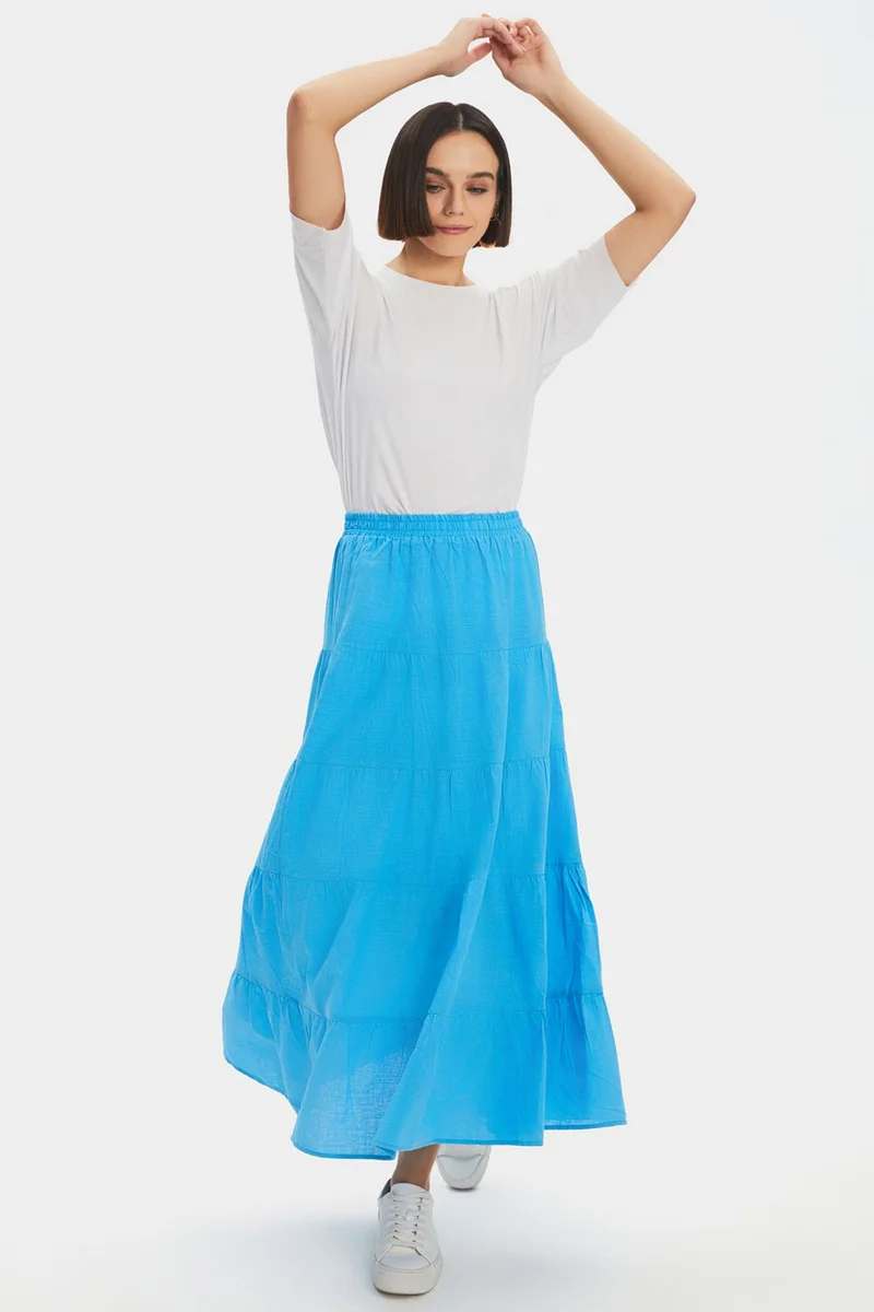 جون Women's Cotton Gathered Detail Maxi Skirt